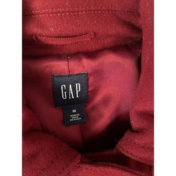 Womens Gap Red Toggle Coat Medium Wool Blend Fully Lined Classic Style Warm Oute - Picture 5 of 13